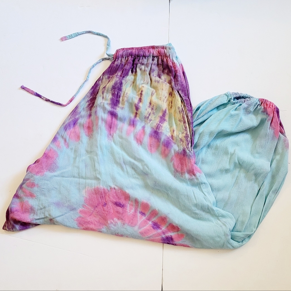 NWOT Blue Tie-Dye Drop Crotch Pants